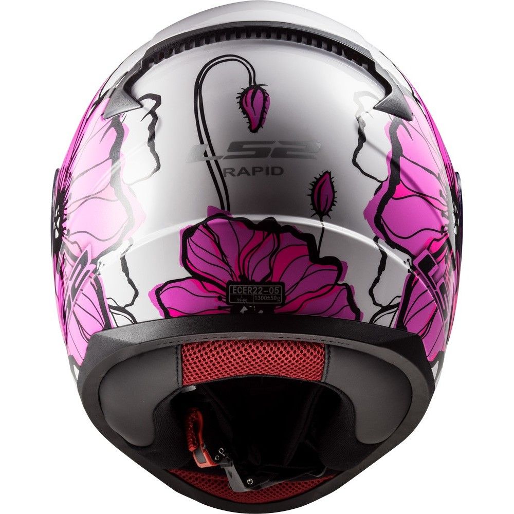 LS2 casque moto intégral FF353 RAPID POPPIES femme rose brillant