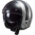 LS2 casque jet moto scooter vintage FIBRE OF601 BOB LINES JEANS noir gris brillant