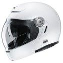 HJC casque intégral modulable en jet vintage FIBRE V90 moto scooter blanc métal