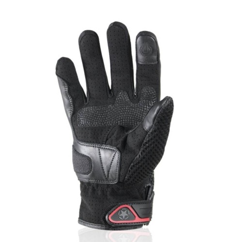 HARISSON LEADER EVO man summer motorcycle scooter RACING leather & textile gloves black-red EPI