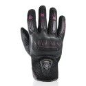 HARISSON gants cuir & textile Lady LEADER EVO moto scooter femme été RACING EPI noir-rose