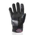 HARISSON gants cuir & textile Lady LEADER EVO moto scooter femme été RACING EPI noir-rose