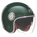 NOX casque jet vintage moto scooter HERITAGE vert Anglais brillant