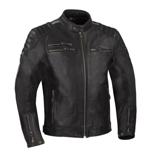 SEGURA motorcycle VENTURA vintage all seasons man leather waterproof jacket black-grey SCB1498