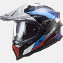 LS2 casque moto cross enduro quad trail CARBONE MX701 EXPLORER C FRONTIER carbone bleu rouge brillant