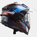 LS2 casque moto cross enduro quad trail CARBONE MX701 EXPLORER C FRONTIER carbone bleu rouge brillant