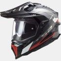 LS2 casque moto cross enduro quad trail CARBONE MX701 EXPLORER C FRONTIER carbone titane rouge brillant