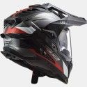 LS2 casque moto cross enduro quad trail CARBONE MX701 EXPLORER C FRONTIER carbone titane rouge brillant