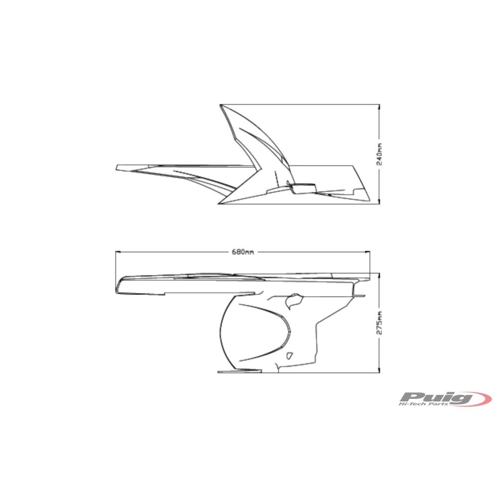 PUIG Garde Boue arrière lèche roue TRIUMPH TIGER 900 / GT / LOW / PRO / RALLY / SPORT 850 / 2020 2024 ref 20379