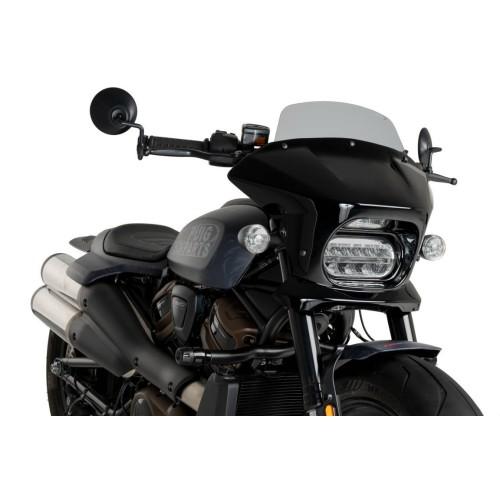 PUIG FURY TOURING semi-carénage noir brillant HARLEY DAVIDSON SPORTSTER S RH1250S / 2021 2024 ref 21581