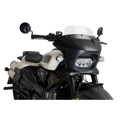 PUIG FURY TOURING semi-carénage noir mat HARLEY DAVIDSON SPORTSTER S RH1250S / 2021 2024 ref 21588