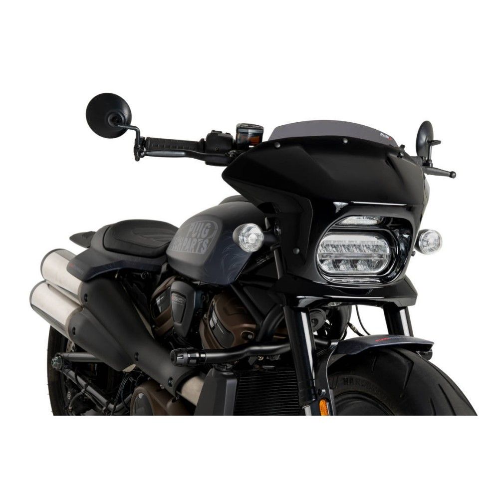 PUIG FURY SPORT semi-carénage noir brillant HARLEY DAVIDSON SPORTSTER S RH1250S / 2021 2024 ref 21325