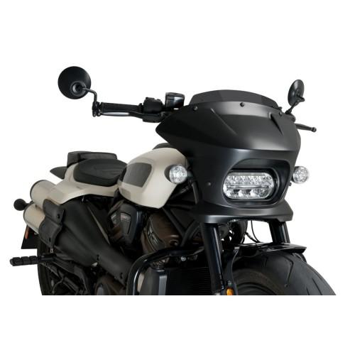 PUIG FURY SPORT semi-fairing matt black HARLEY DAVIDSON SPORTSTER S RH1250S / 2021 2024 ref 21587