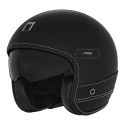 NOX casque jet vintage moto scooter HERITAGE LEATHER noir mat / cuir noir