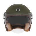 NOX vintage jet helmet moto scooter HERITAGE LEATHER matte khaki / brown leather