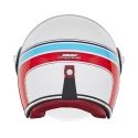 NOX casque jet vintage moto scooter HERITAGE LINE blanc perle / bleu / rouge