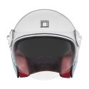 NOX casque jet vintage moto scooter HERITAGE LINE blanc perle / bleu / rouge