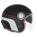 NOX casque jet vintage moto scooter HERITAGE LINE noir mat / rouge