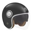 NOX casque jet vintage moto scooter HERITAGE LINE noir mat / rouge