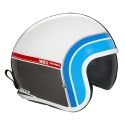 NOX casque jet vintage moto scooter NEXT TRACKER blanc / bleu / rouge