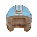 NOX casque jet moto scooter N210 EVO bleu pastel / blanc