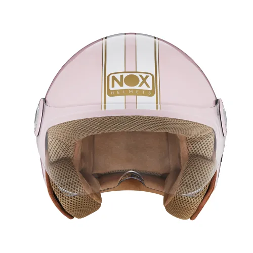 NOX casque jet moto scooter N210 EVO rose pastel / blanc