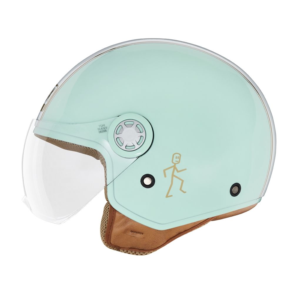 NOX casque jet moto scooter N210 EVO vert pastel / blanc