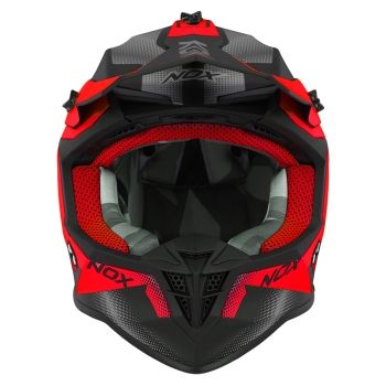 NOX casque cross moto N633 FUSION noir mat / rouge