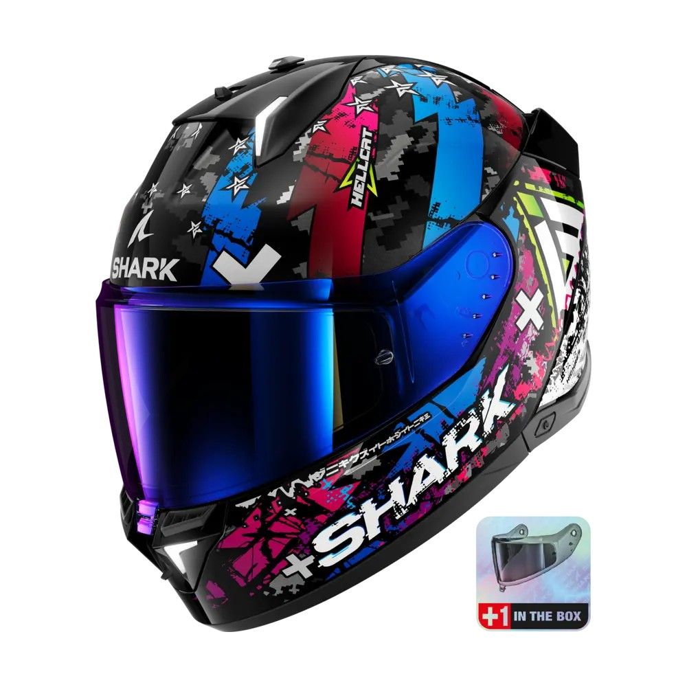 SHARK integral motorcycle helmet SKWAL i3 HELLCAT black / chrom / blue