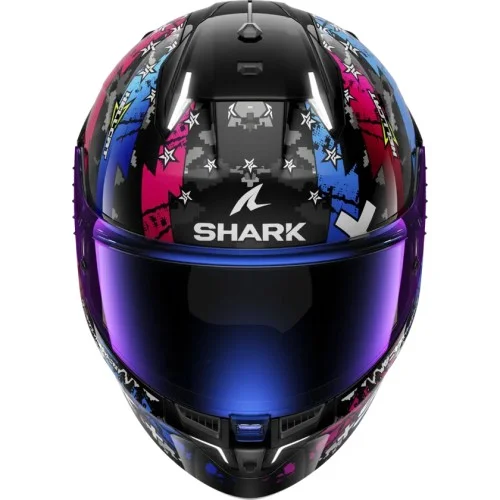 SHARK integral motorcycle helmet SKWAL i3 HELLCAT black / chrom / blue