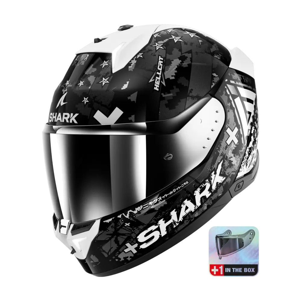 SHARK integral motorcycle helmet SKWAL i3 HELLCAT black / chrom / silver