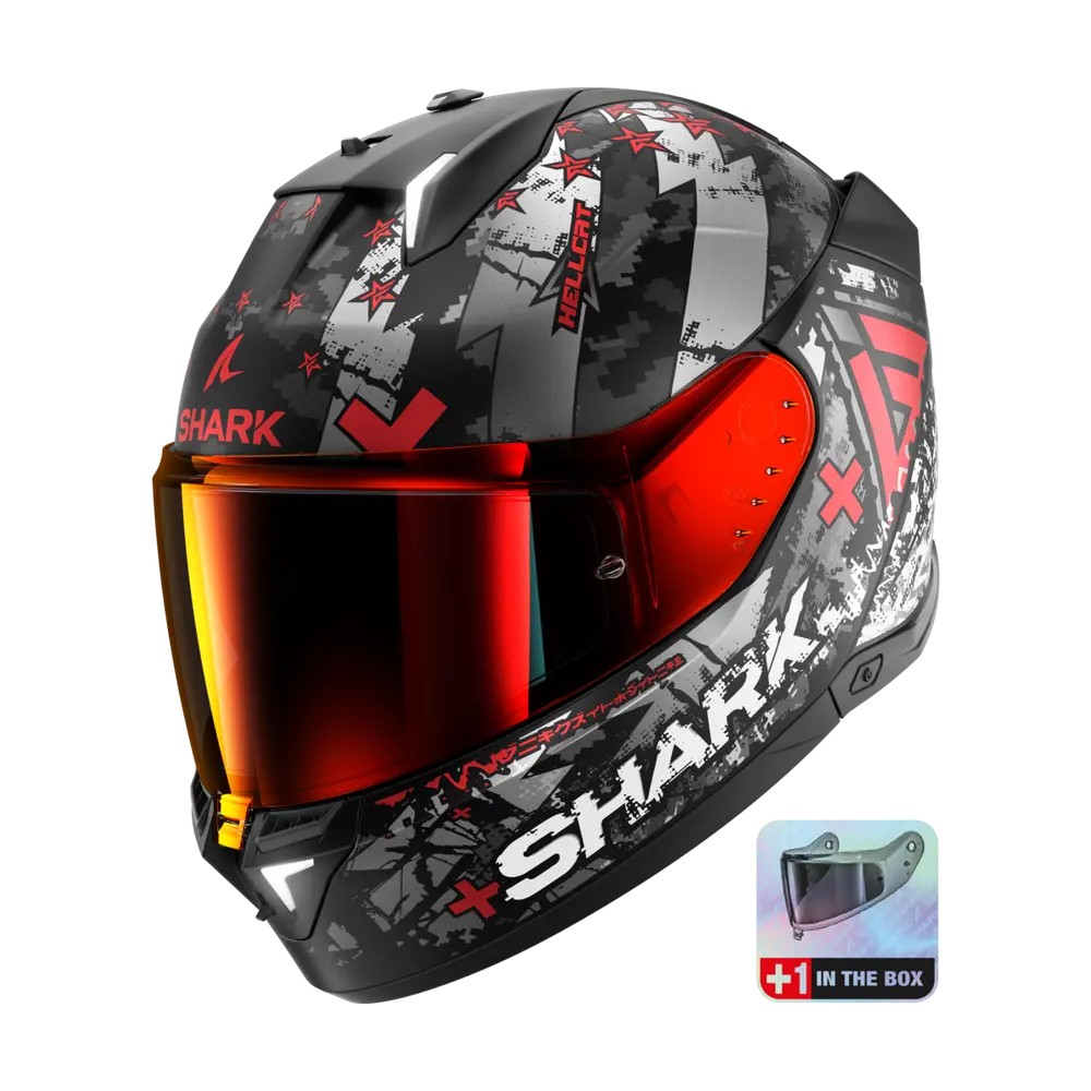 SHARK integral motorcycle helmet SKWAL i3 HELLCAT matt black / chrom / red