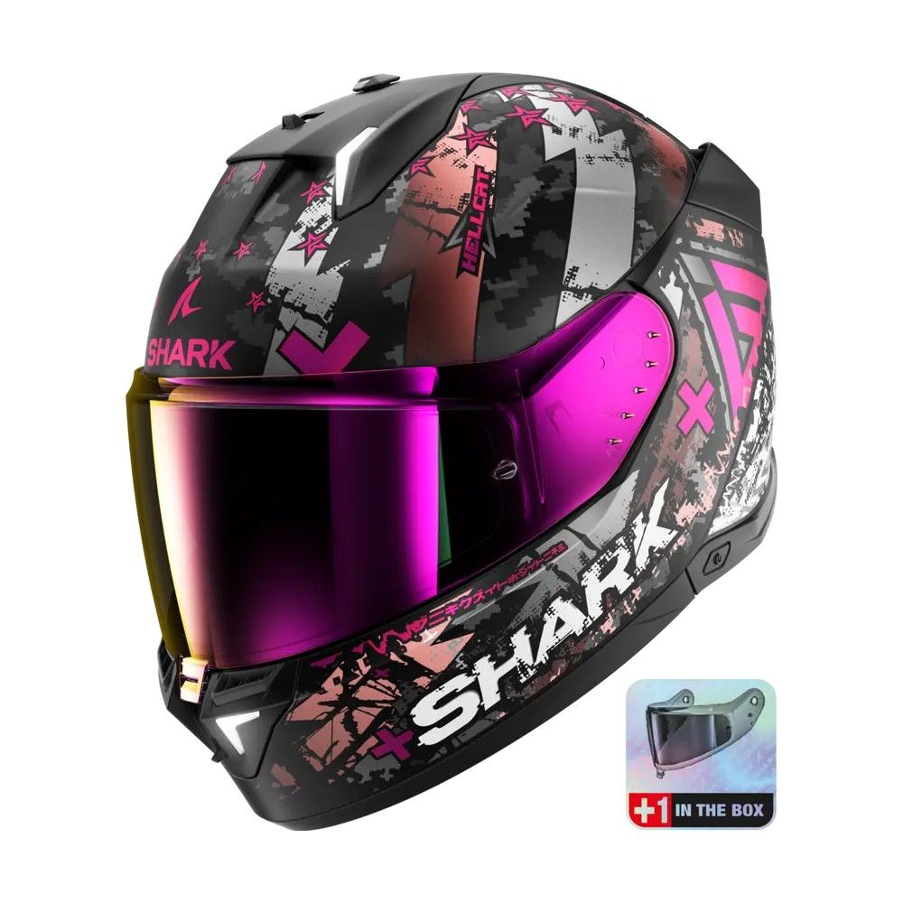 SHARK integral motorcycle helmet SKWAL i3 HELLCAT matt black / chrom / purple