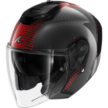 SHARK casque moto jet RS JET CARBON IKONIK carbone / rouge / chrome