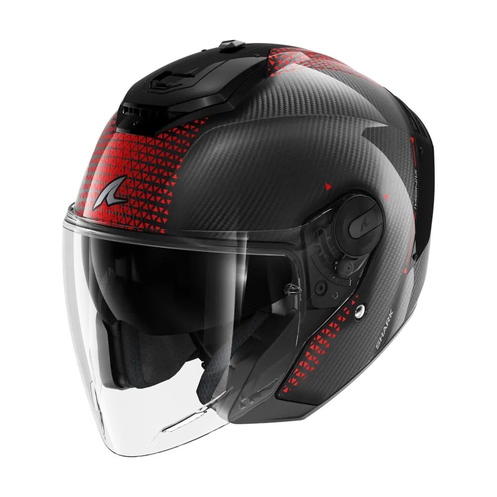 SHARK casque moto jet RS JET CARBON IKONIK carbone / rouge / chrome