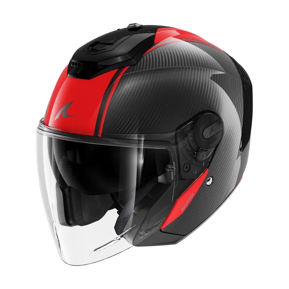 SHARK casque moto jet RS JET CARBON SKIN carbone / rouge