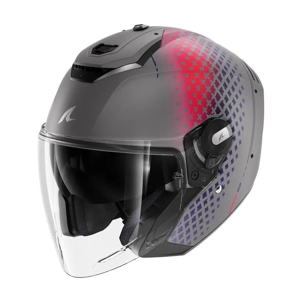 SHARK casque moto jet RS JET STRIDE argent mat / violet / rouge