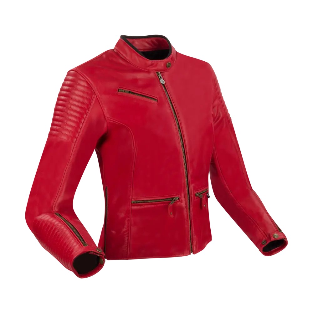 SEGURA blouson moto scooter LADY CURVE cuir femme toutes saisons SCB1781 Rouge