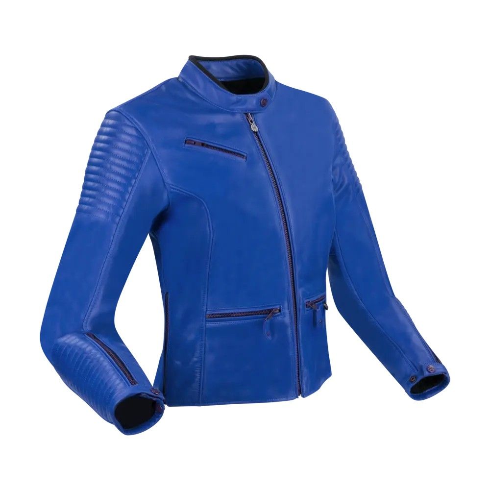 SEGURA blouson moto scooter LADY CURVE cuir femme toutes saisons SCB1782 Bleu