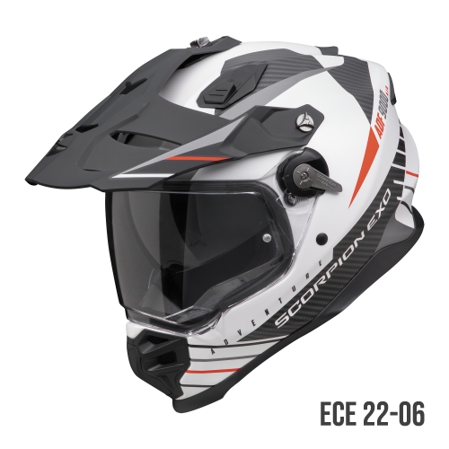 SCORPION casque cross ADF-9000 AIR FEAT moto scooter Blanc mat / Noir / Rouge