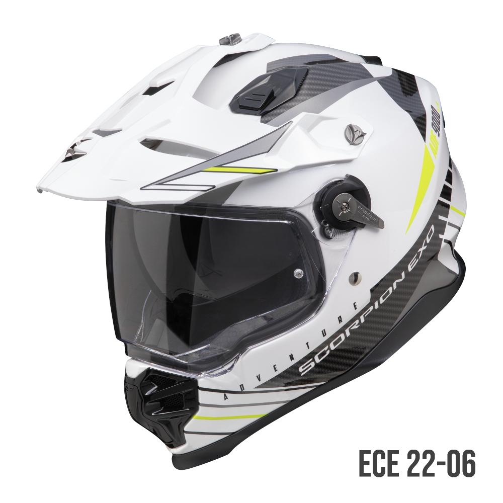 SCORPION casque cross ADF-9000 AIR FEAT moto scooter Blanc / Noir / Jaune fluo