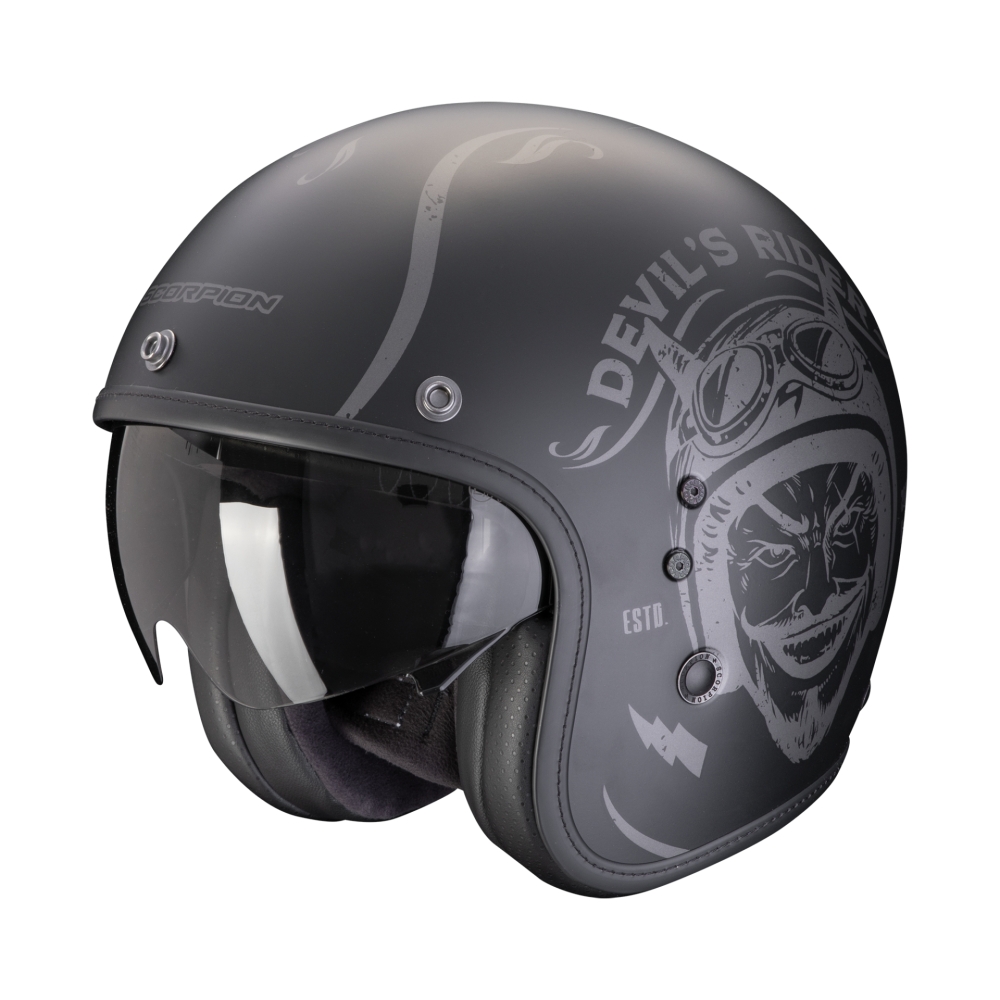 SCORPION helmet BELFAST EVO ROMEO jet moto scooter Matt-Black / Silver