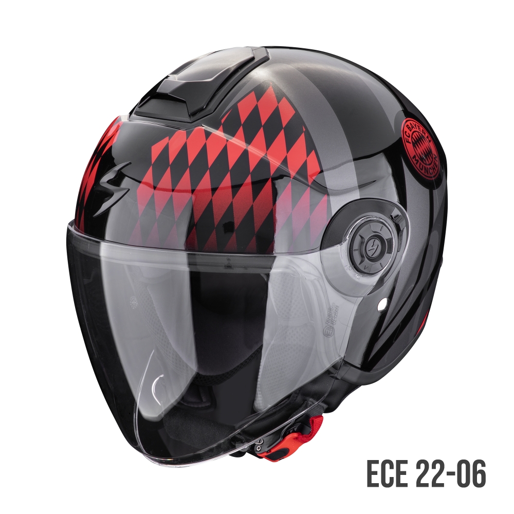 SCORPION jet helmet EXO-CITY II FC BAYERN moto scooter Black / Red