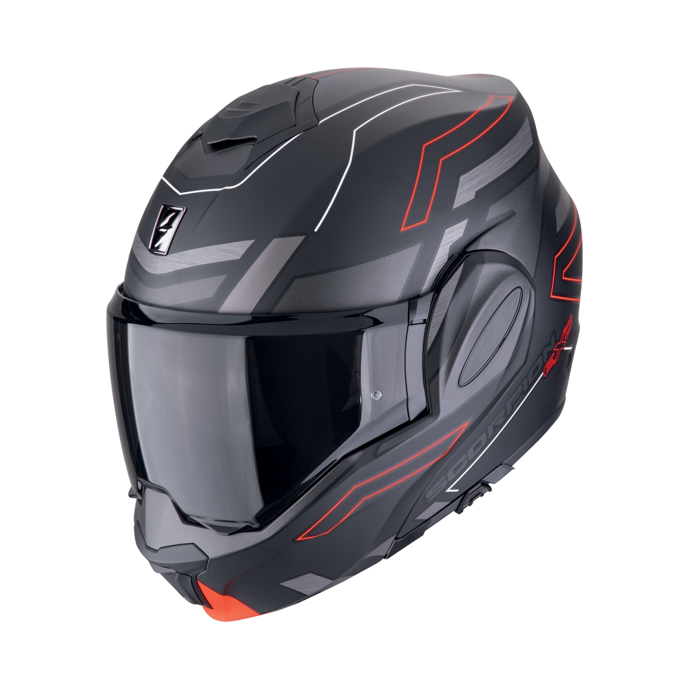 SCORPION casque modulaire EXO-TECH EVO CONQUER moto scooter Noir mat / Rouge