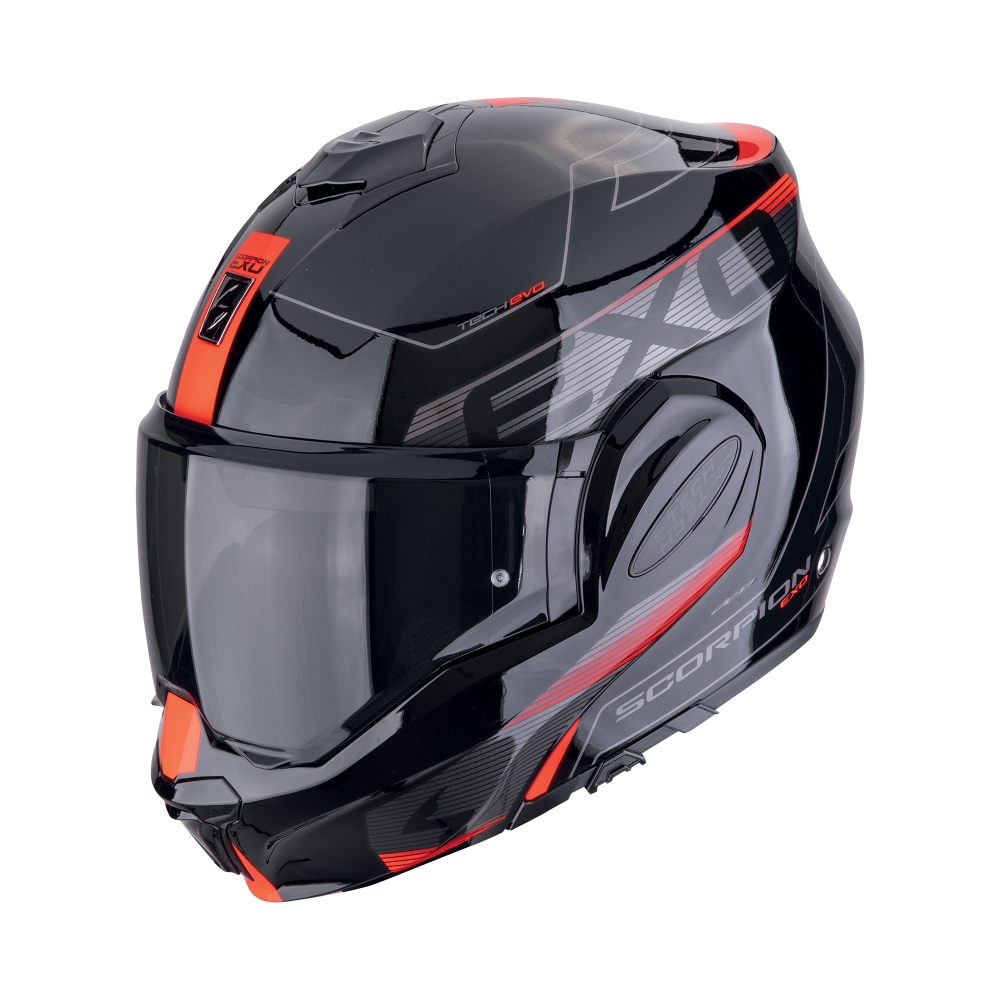 SCORPION flipback helmet EXO-TECH EVO TRAVELLER moto scooter Black / Red