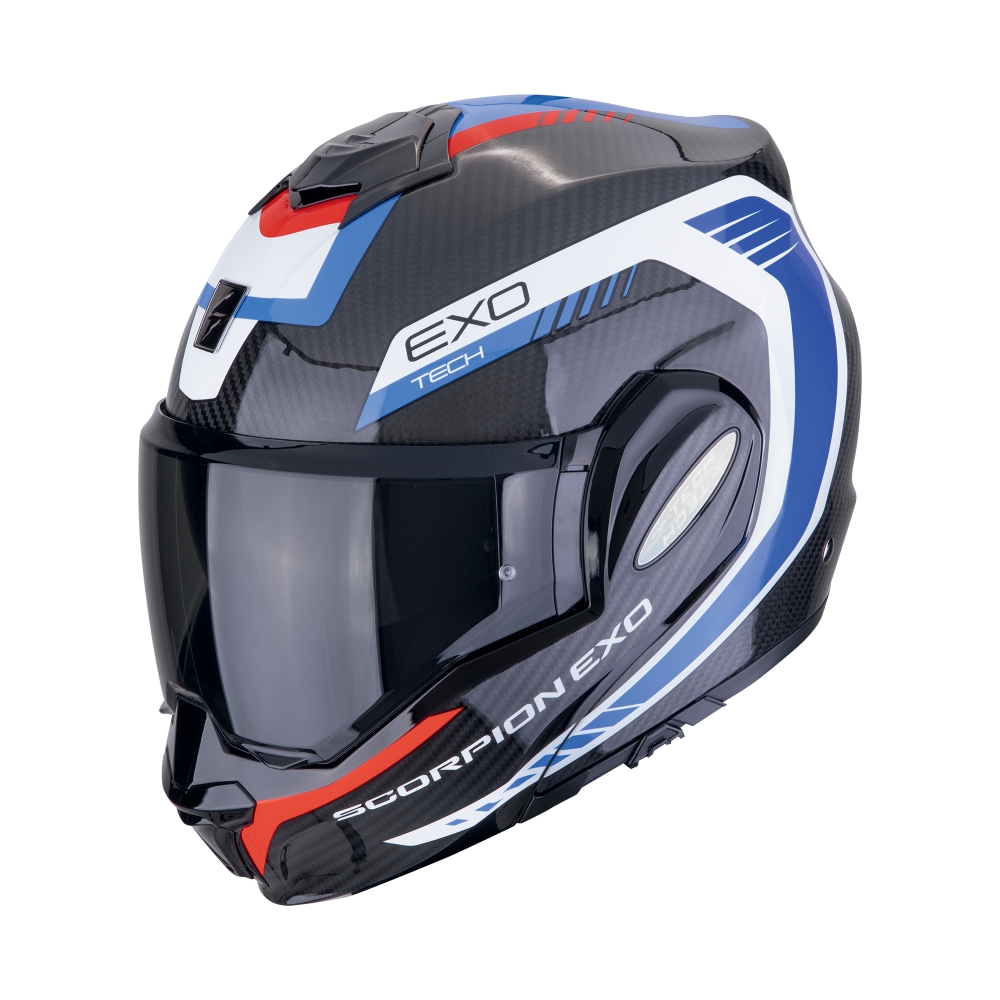 SCORPION modular helmet EXO-TECH EVO CARBON COSY moto scooter Black / Blue / Red