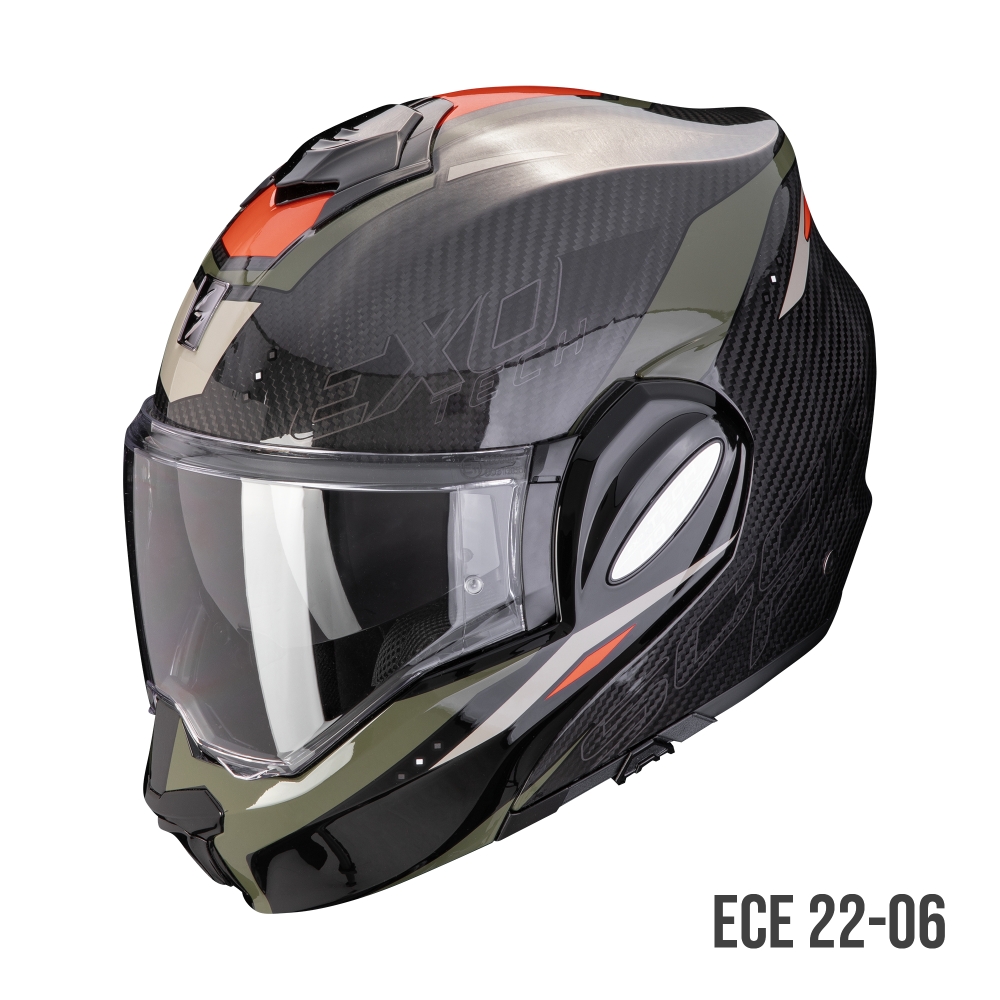 SCORPION casque modulaire EXO-TECH EVO CARBON ROVER moto scooter Noir / Vert