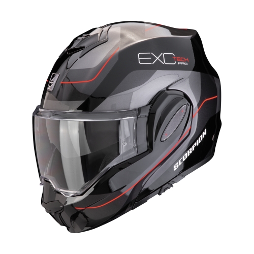 SCORPION casque modulaire EXO-TECH EVO PRO COMMUTA moto scooter Noir / Argent / Rouge