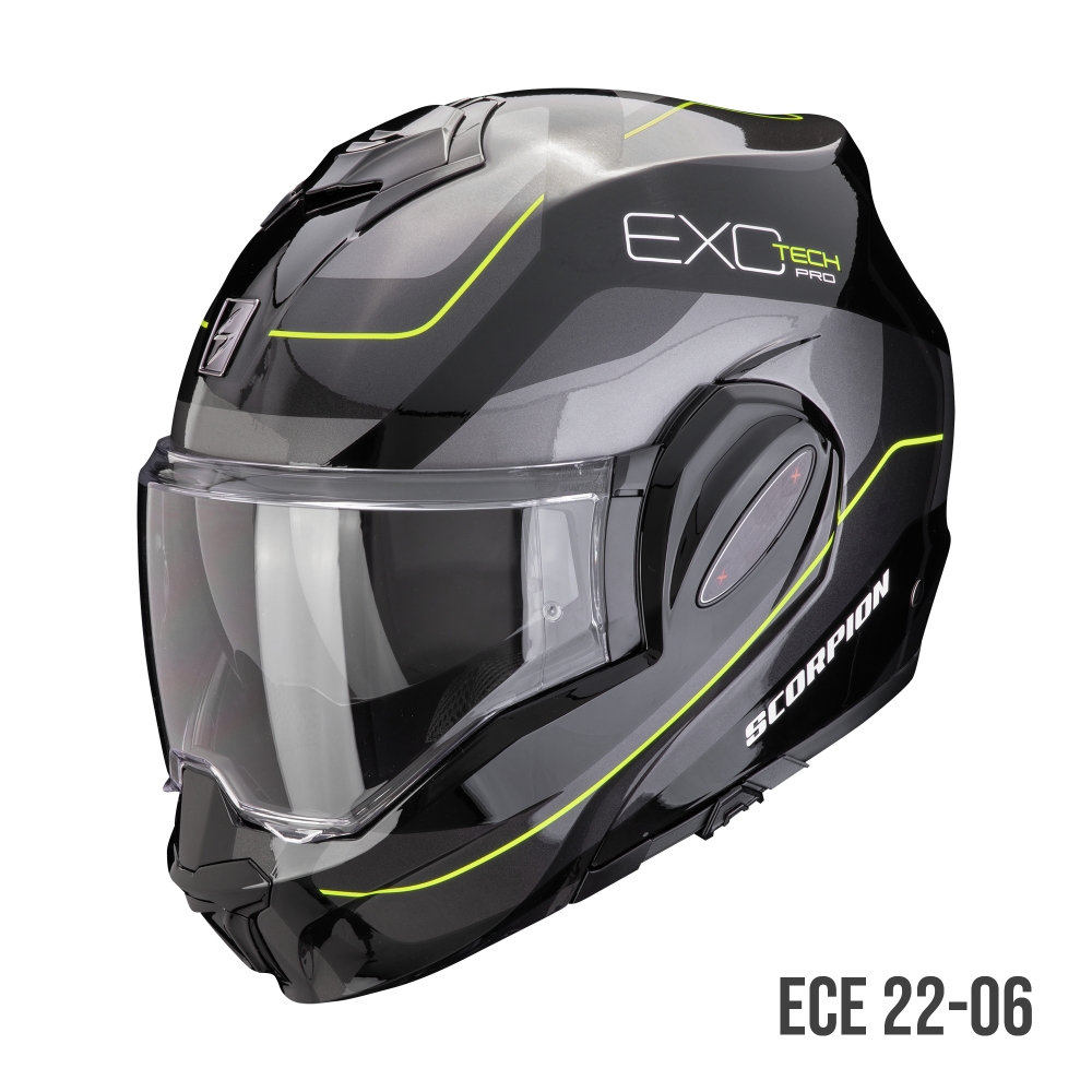 SCORPION flipback helmet EXO-TECH EVO PRO COMMUTA moto scooter Black / Silver / Yellow