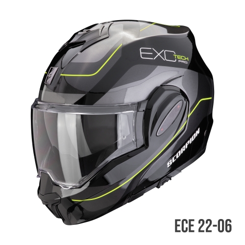 SCORPION casque modulaire EXO-TECH EVO PRO COMMUTA moto scooter  Noir / Argent / Jaune